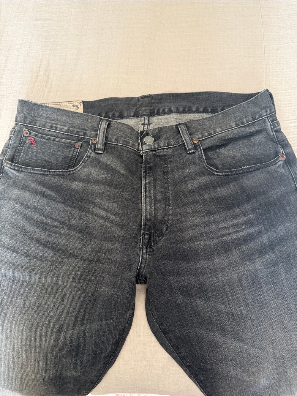 Polo by Ralph Lauren Men's Washed Charcoal Slim Straight Jeans
